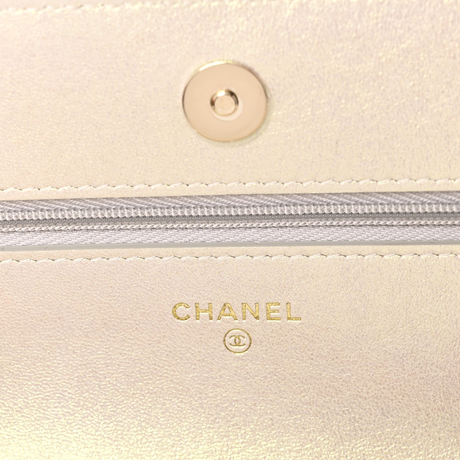 Chanel Iridescent Lambskin Quilted Wallet On Chain WOC Ivory 6 of 12