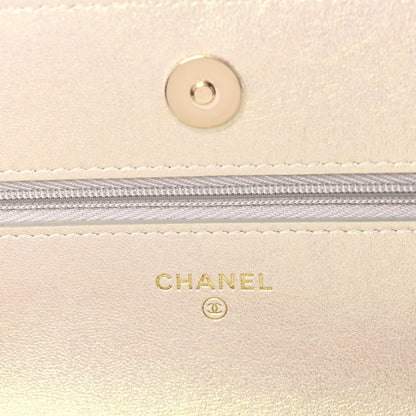 Chanel Iridescent Lambskin Quilted Wallet On Chain WOC Ivory 6 of 12