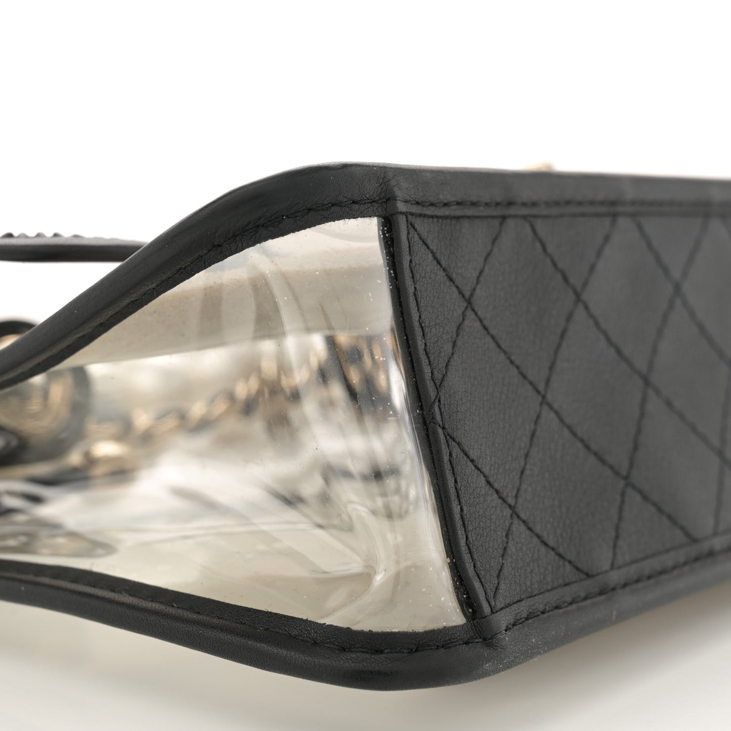 Lambskin PVC Sand By The Sea Flap With Pearl Strap Black