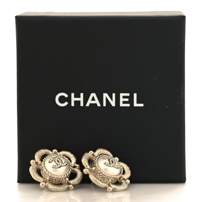 Chanel Flower CC Earrings Beige Gold 5 of 5