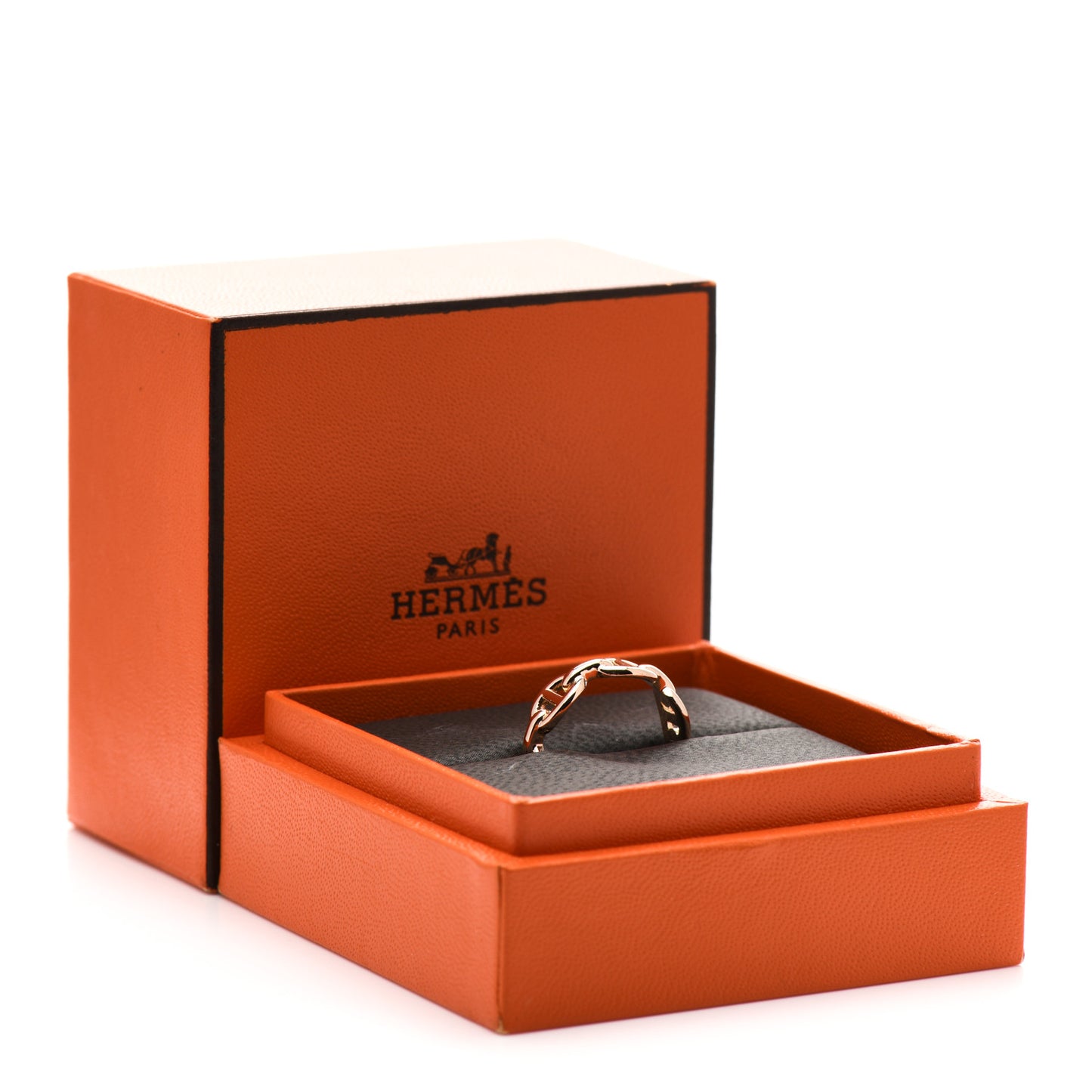 18K Rose Gold PM Chaine D'Ancre Enchainee Ring 53 6.5