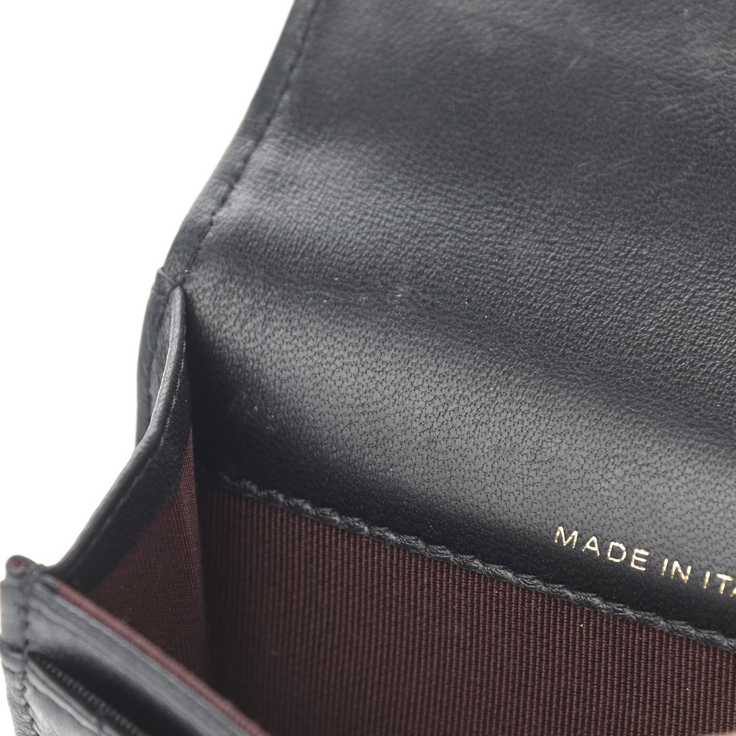 Lambskin Quilted Flap Card Holder Black