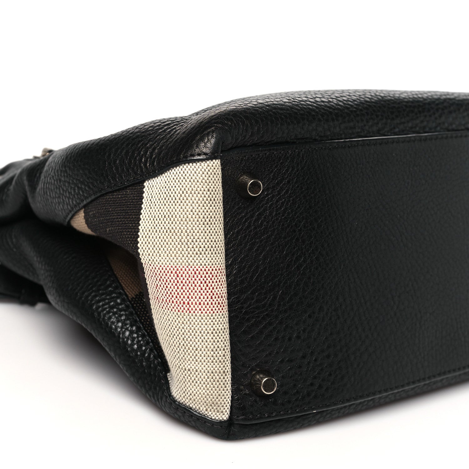 Burberry Grainy Calfskin House Check Small Maidstone Black 9 of 10