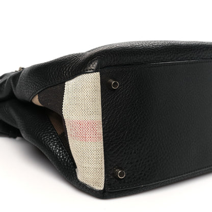 Burberry Grainy Calfskin House Check Small Maidstone Black 9 of 10