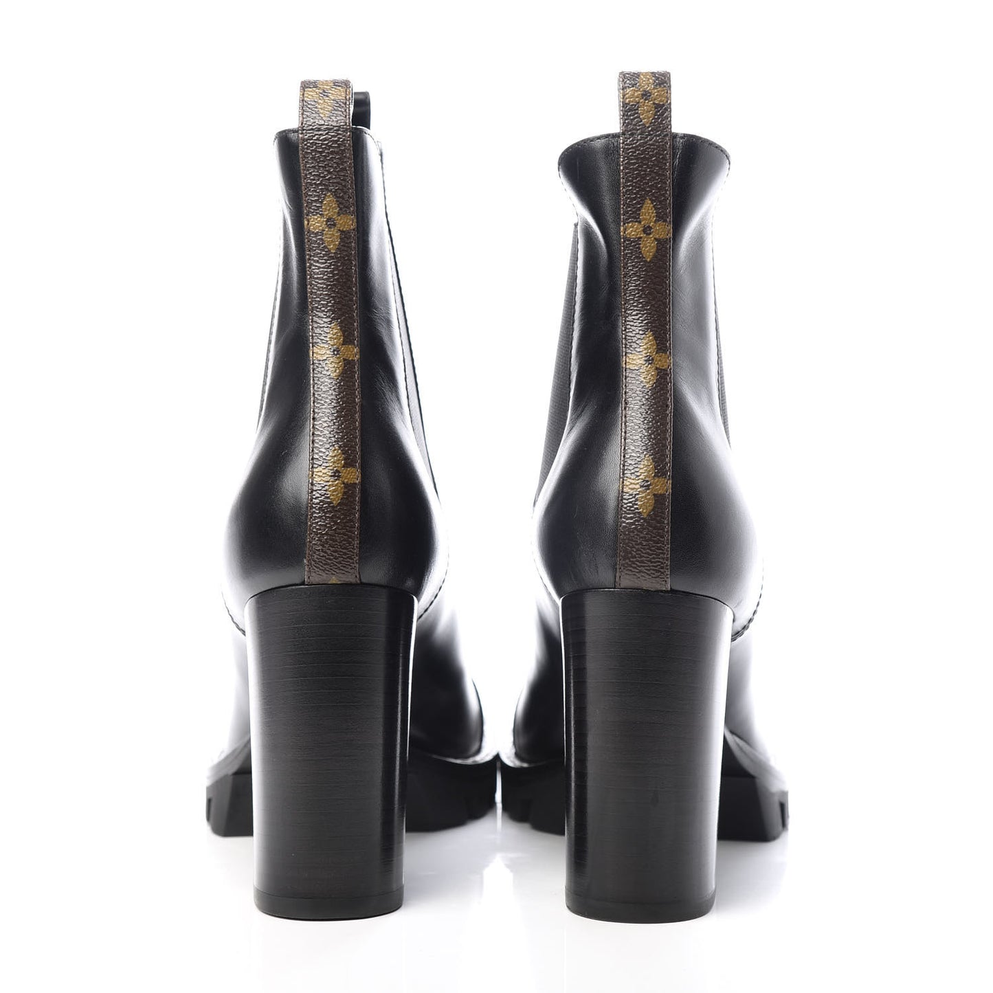 Calfskin Monogram Uniformes Chelsea Lug Sole 80mm Ankle Boots 41.5 Black