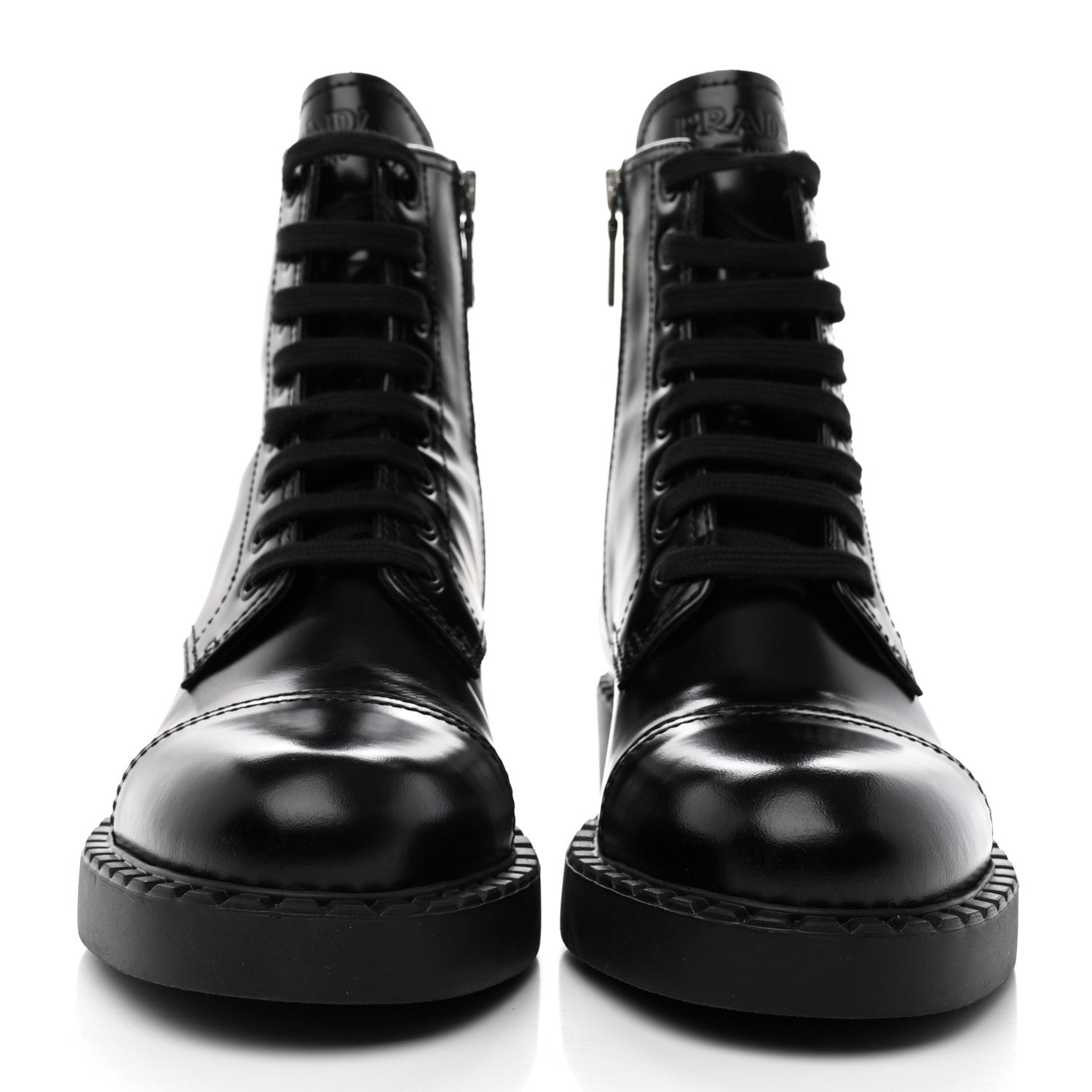 Prada Spazzolato Chocolate 50mm Combat Boots 36 Black 2 of 15