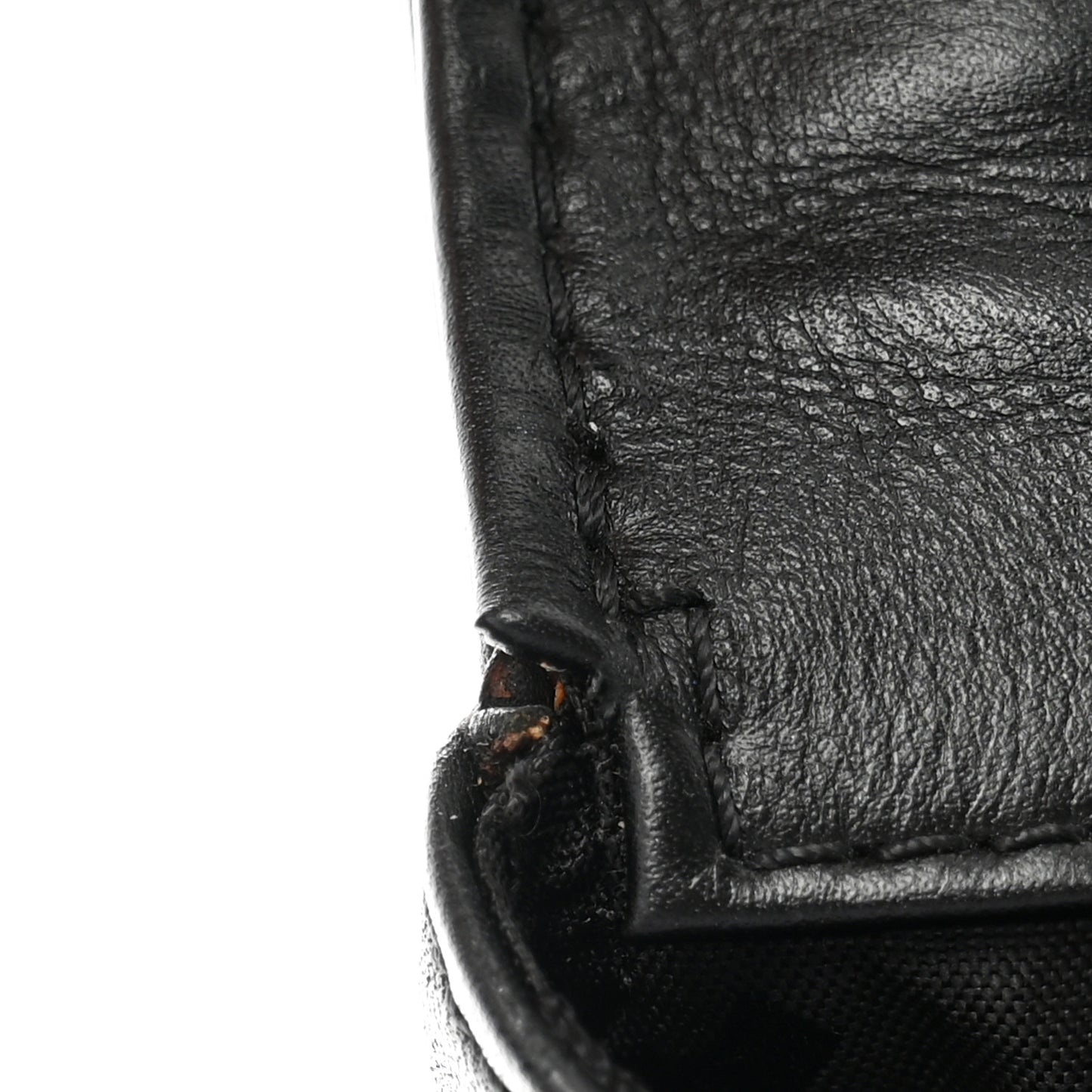 Calfskin Quilted Wild Stitch Large Top Handle Flap Black