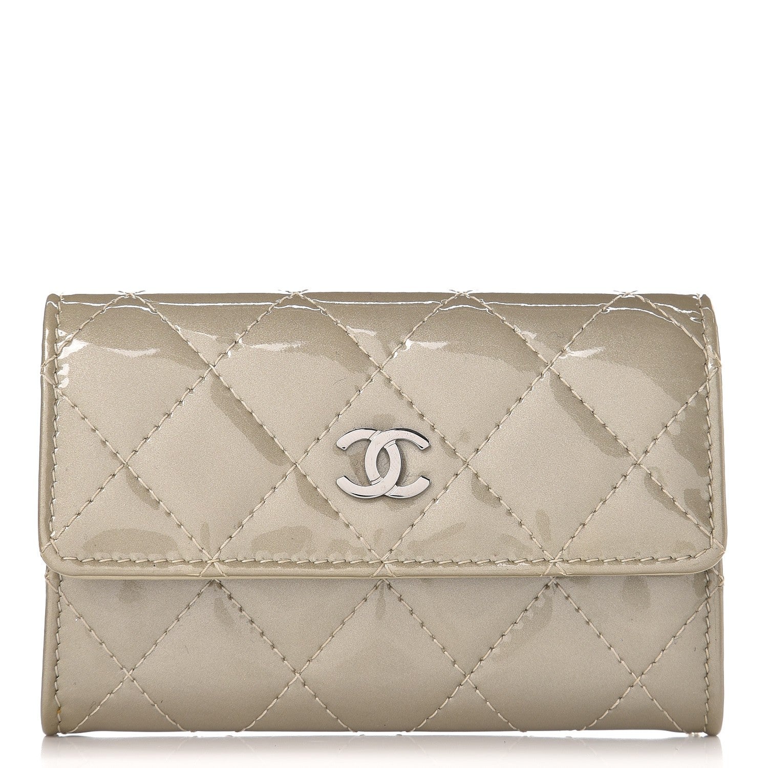 Chanel Patent Quilted Card Holder Light Gold 1 of 9