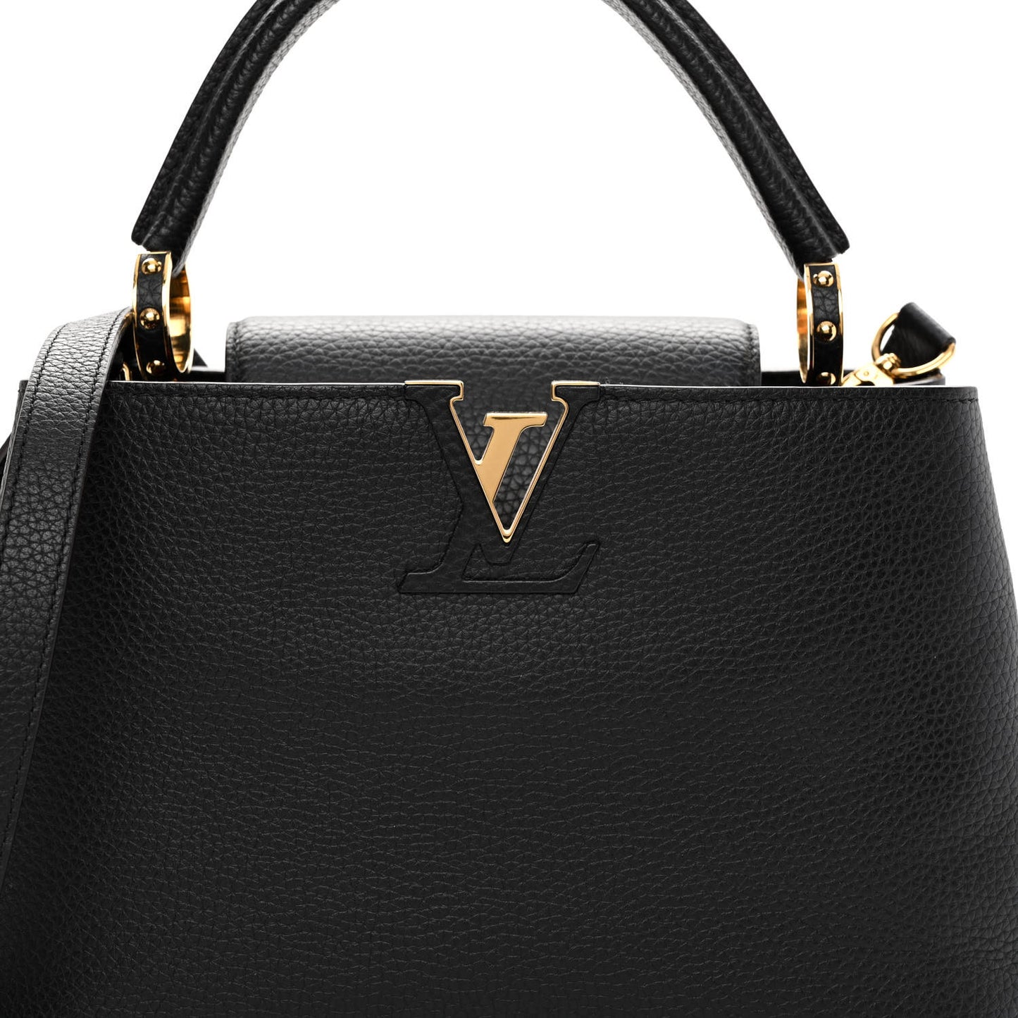 Taurillon Capucines MM Black Fuchsia