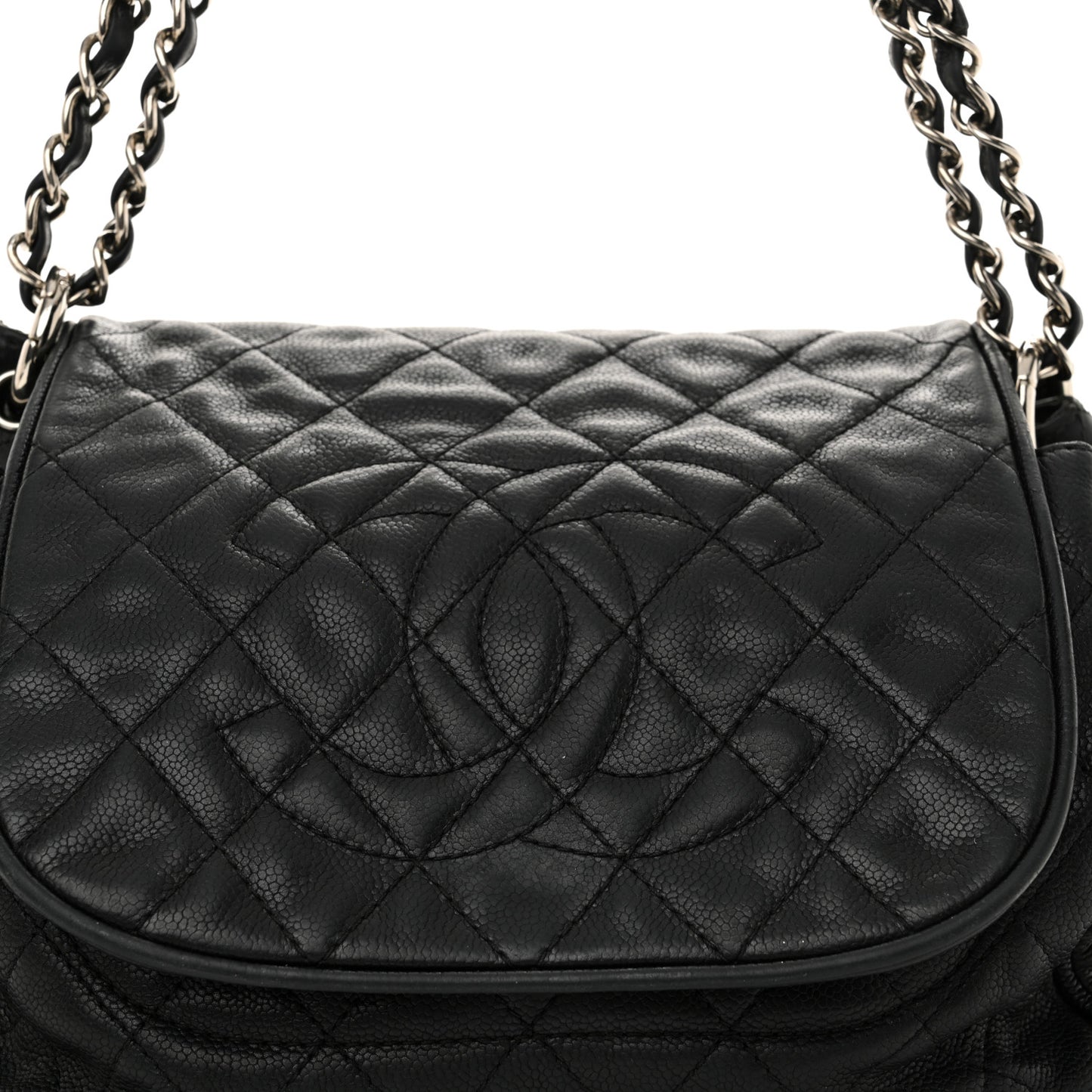 Caviar Quilted Timeless Accordion Flap Black