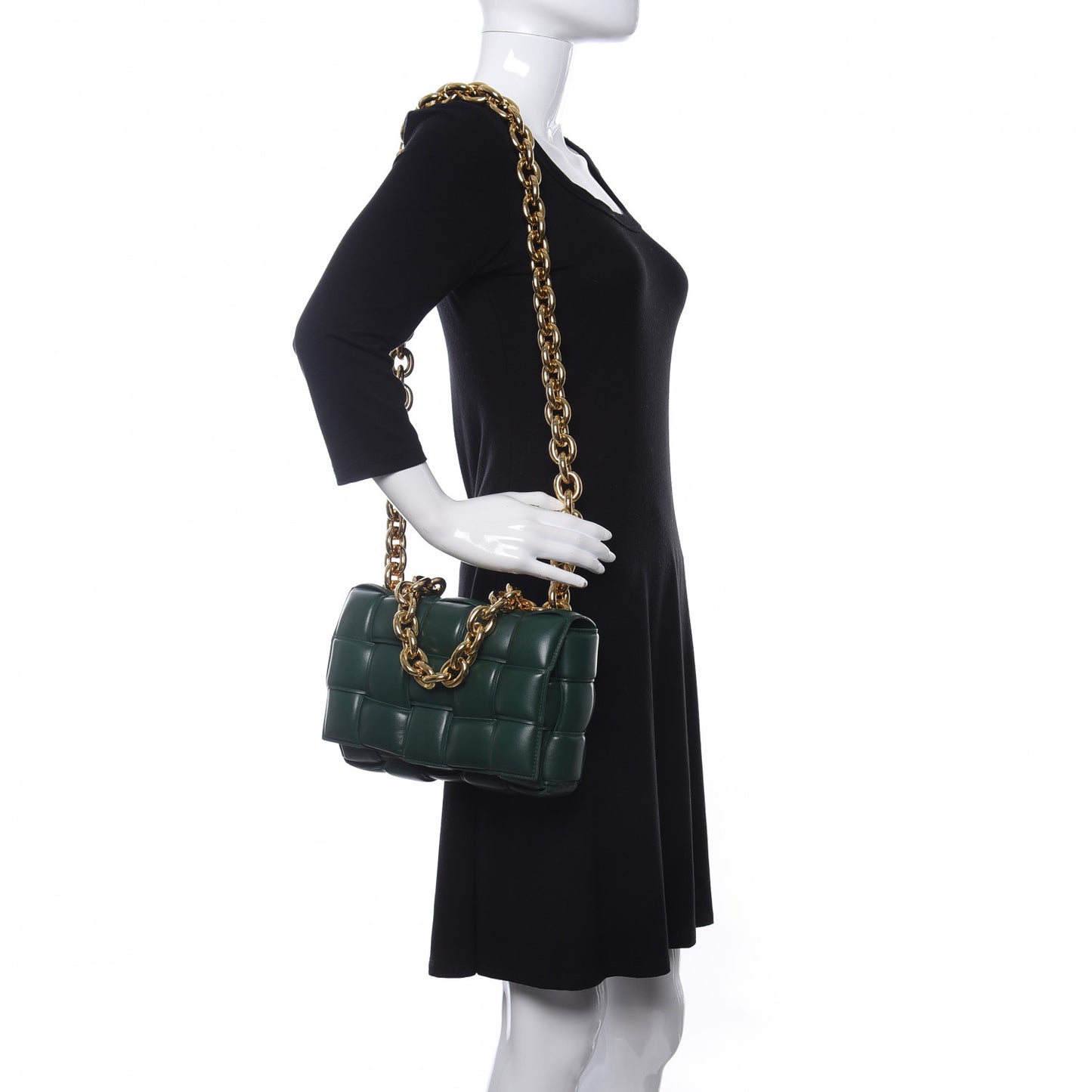 Lambskin Maxi Intreccio Padded Chain Cassette Crossbody Bag Raintree