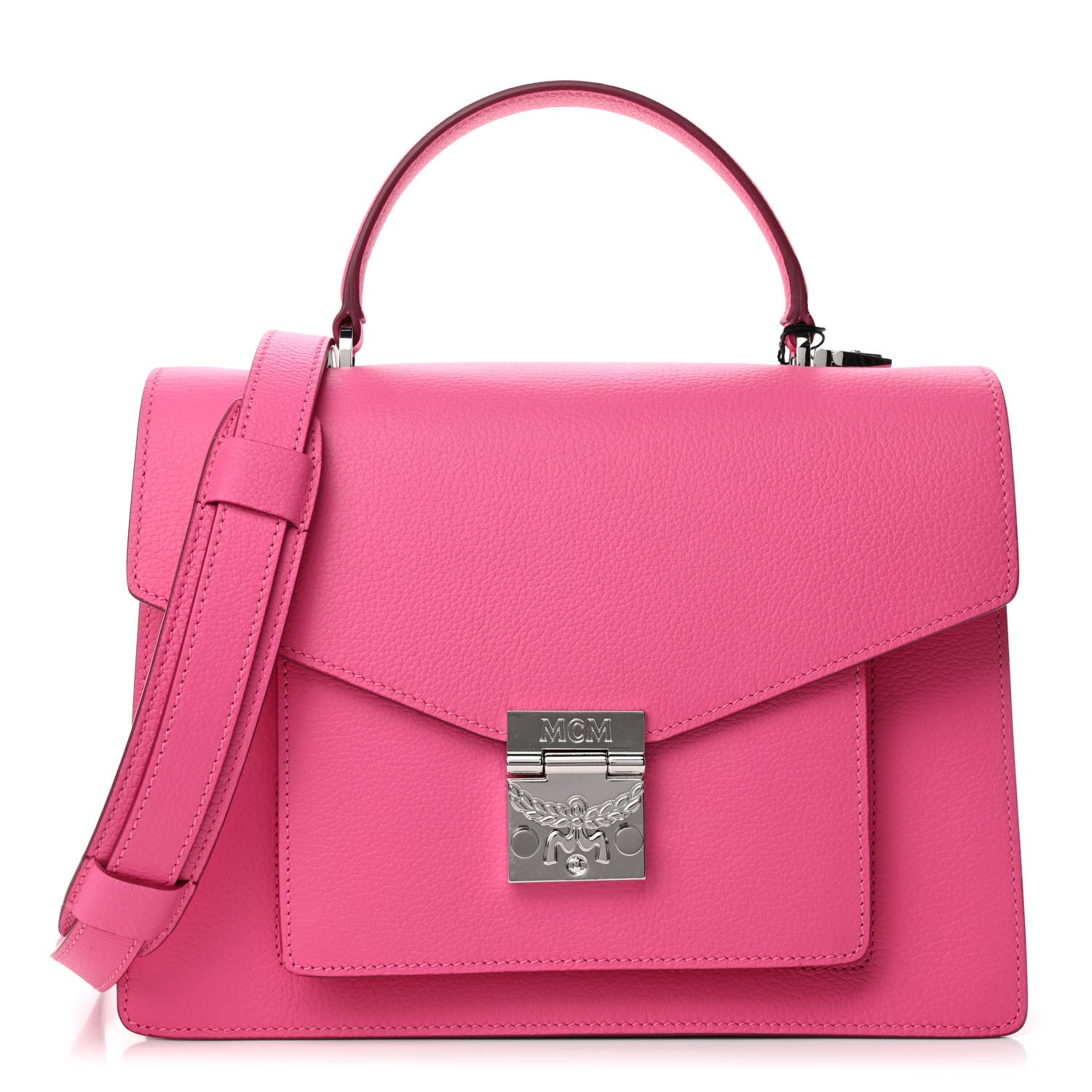 MCM Grained Calfskin Medium Patricia Park Avenue Satchel Sugar Pink 1 of 4