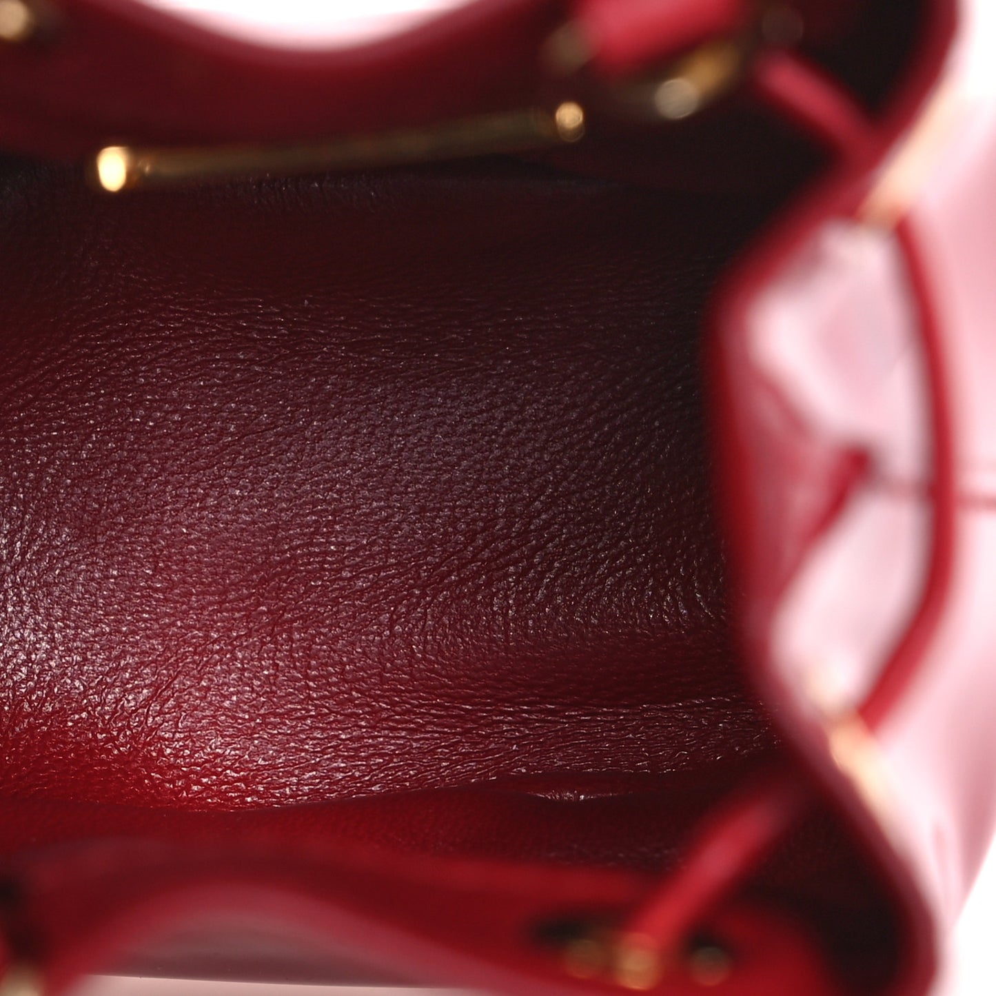 Vernice Metal Triangle Logo Mini Drawcord Pouch Shoulder Bag Cherry