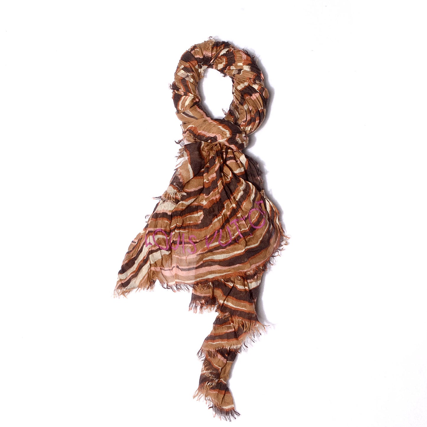Cashmere Silk Zebra Stole Marron