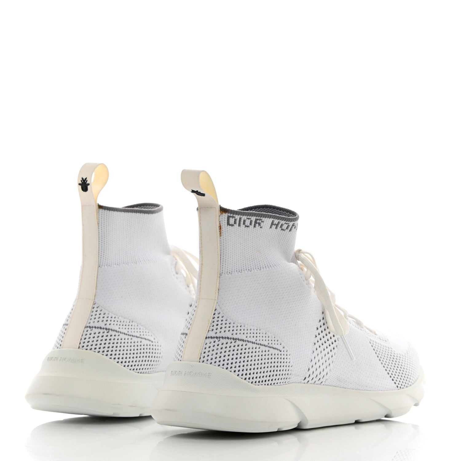 Christian Dior Technical Knit Mens B21 High Top Sneakers White Grey 4 of 13