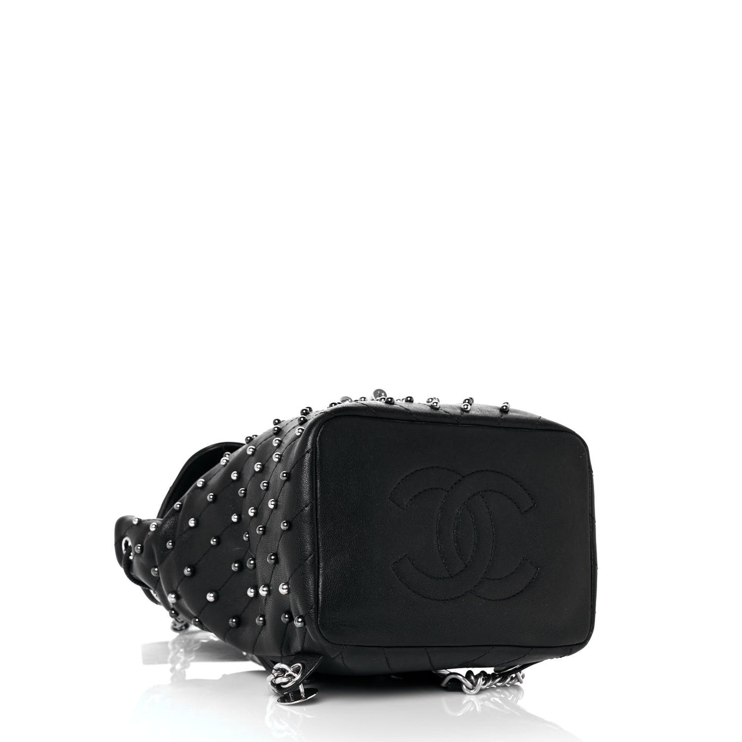 Lambskin Chevron Quilted Studded Stud Wars Backpack Black