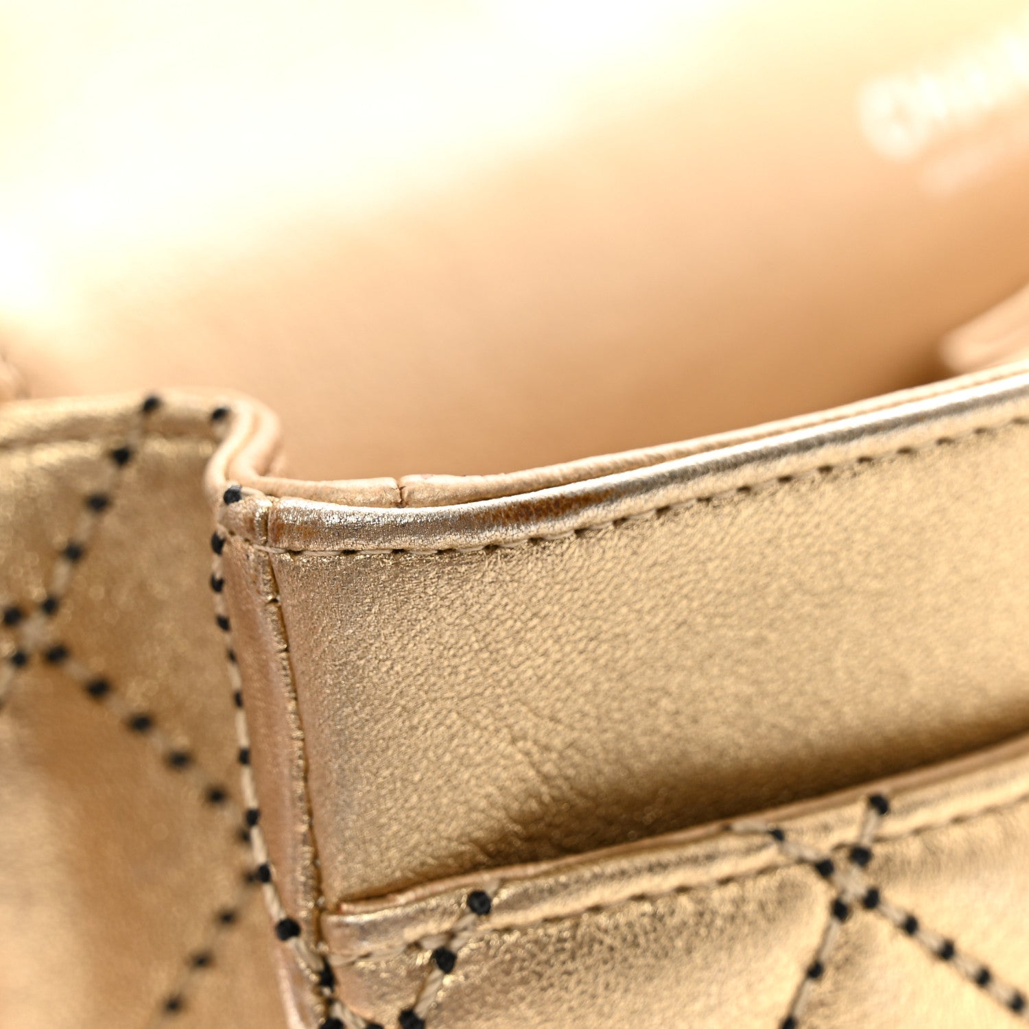 Chanel Metallic Washed Lambskin Quilted Medium Double Flap Dark Gold Black 13 of 17