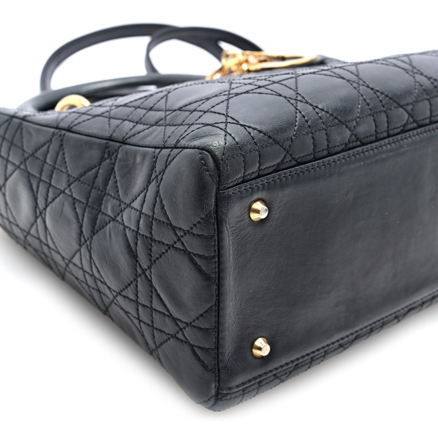 Christian Dior Lambskin Cannage Medium Lady Dior Black 9 of 10