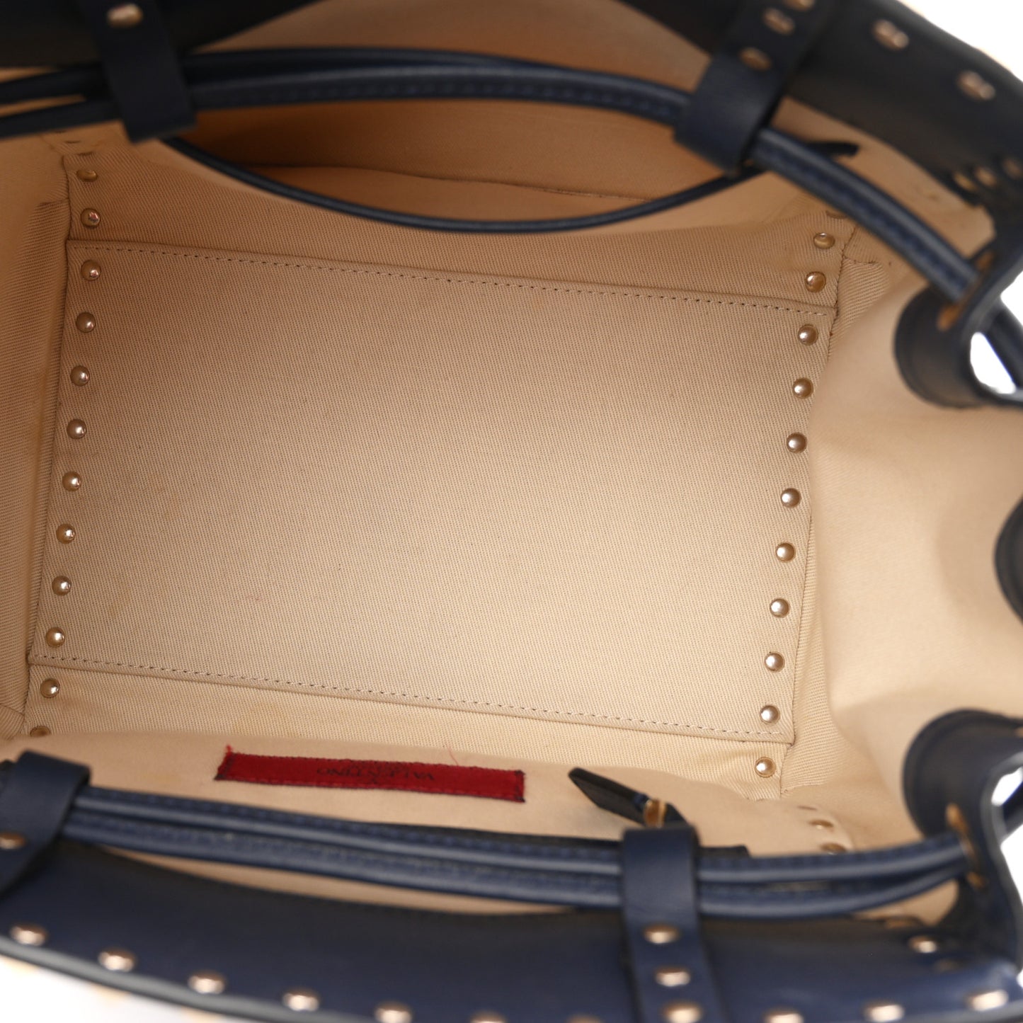 Calfskin Rockstud Double Handle Cinch Tote Marine