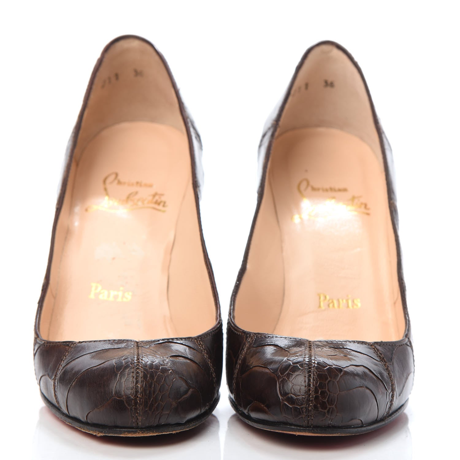 Christian Louboutin Ostrich Leg Ron Ron 100 Pumps 36 Brown 2 of 8