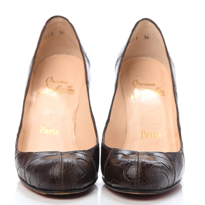 Christian Louboutin Ostrich Leg Ron Ron 100 Pumps 36 Brown 2 of 8