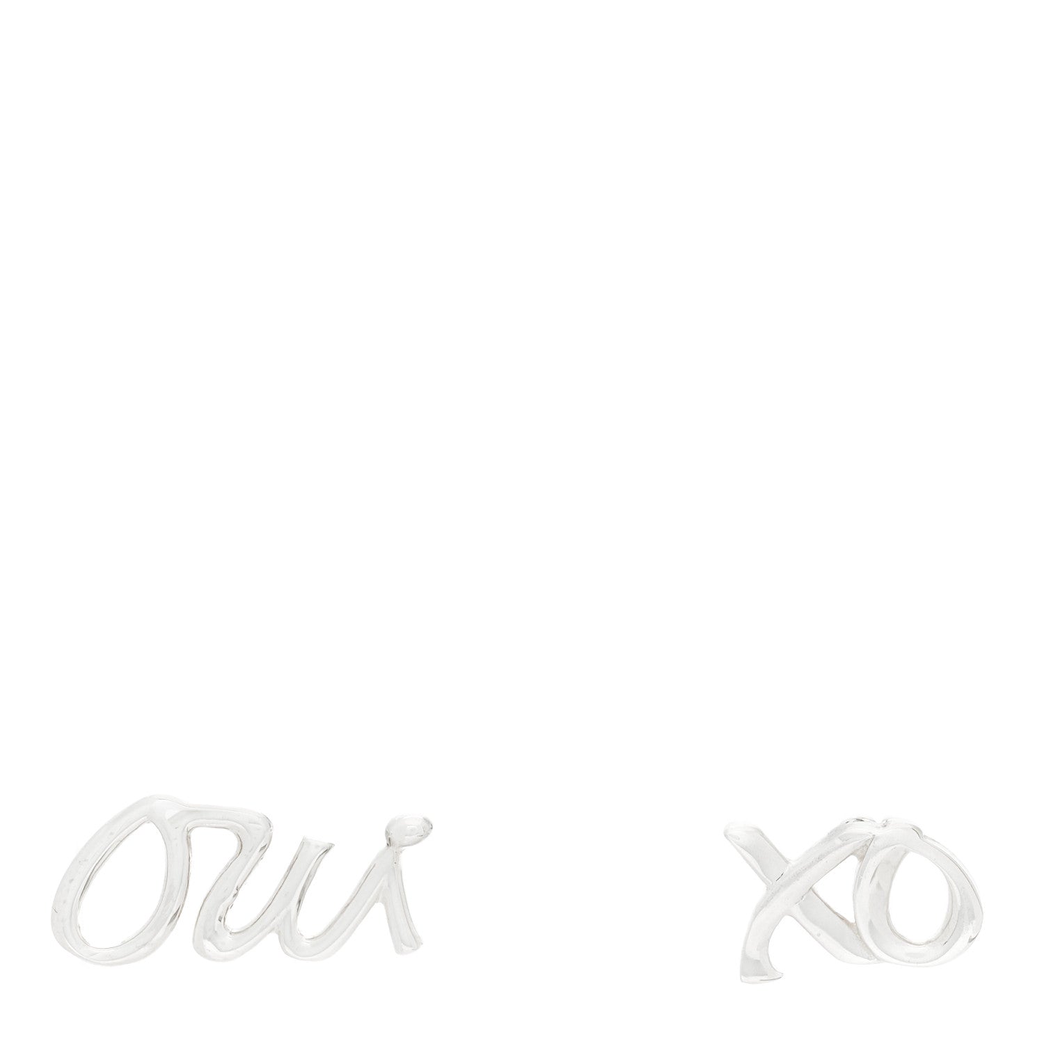 Tiffany Sterling Silver Paloma's Graffiti Oui Love and Kisses Earrings 1 of 5