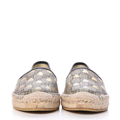 Gucci GG Supreme Monogram Bees Espadrille Flats 37.5 Beige Ebony Oro Black 2 of 13