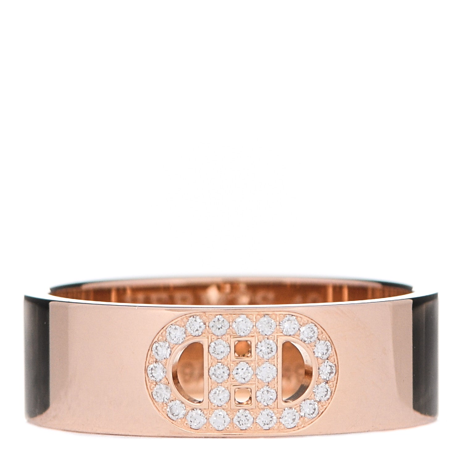 Hermes 18K Rose Gold Diamond PM H D'Ancre Ring 49 4.75 1 of 5