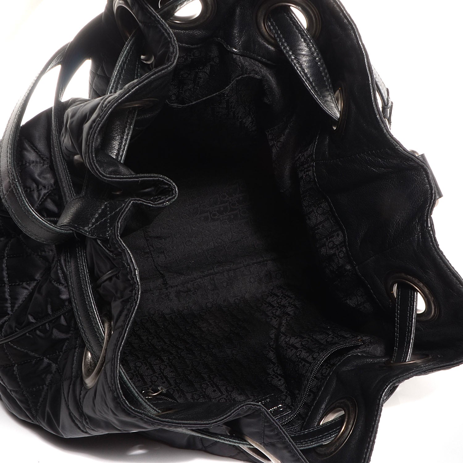 Christian Dior Nylon Cannage Drawstring Bag Black 5 of 7