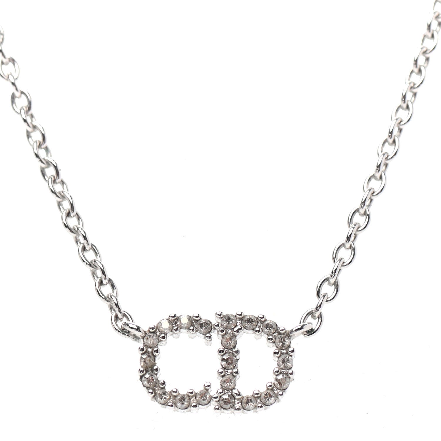 Christian Dior Metal Crystal Clair D Lune Necklace Silver 3 of 4