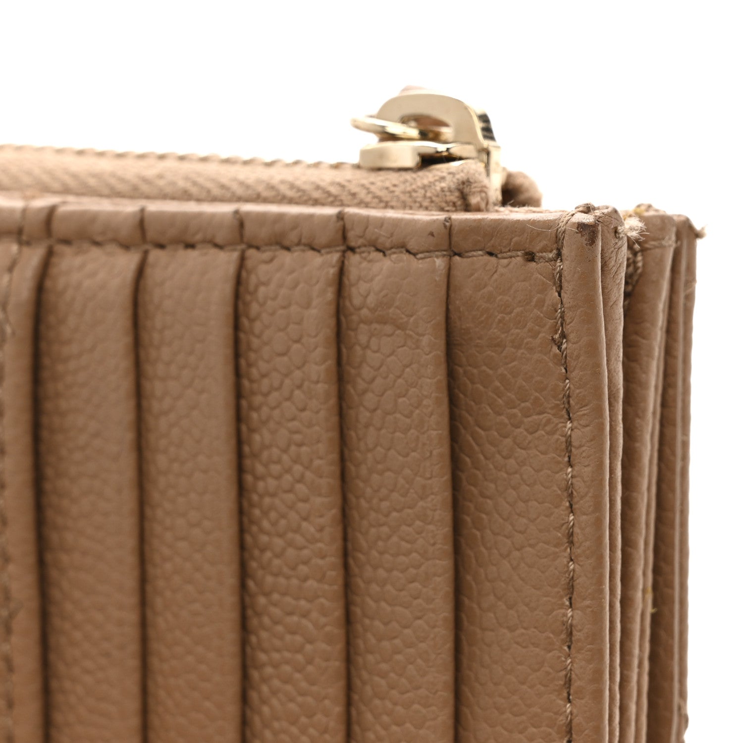 Chanel Caviar Quilted Flap Zip Card Holder Dark Beige 10 of 11