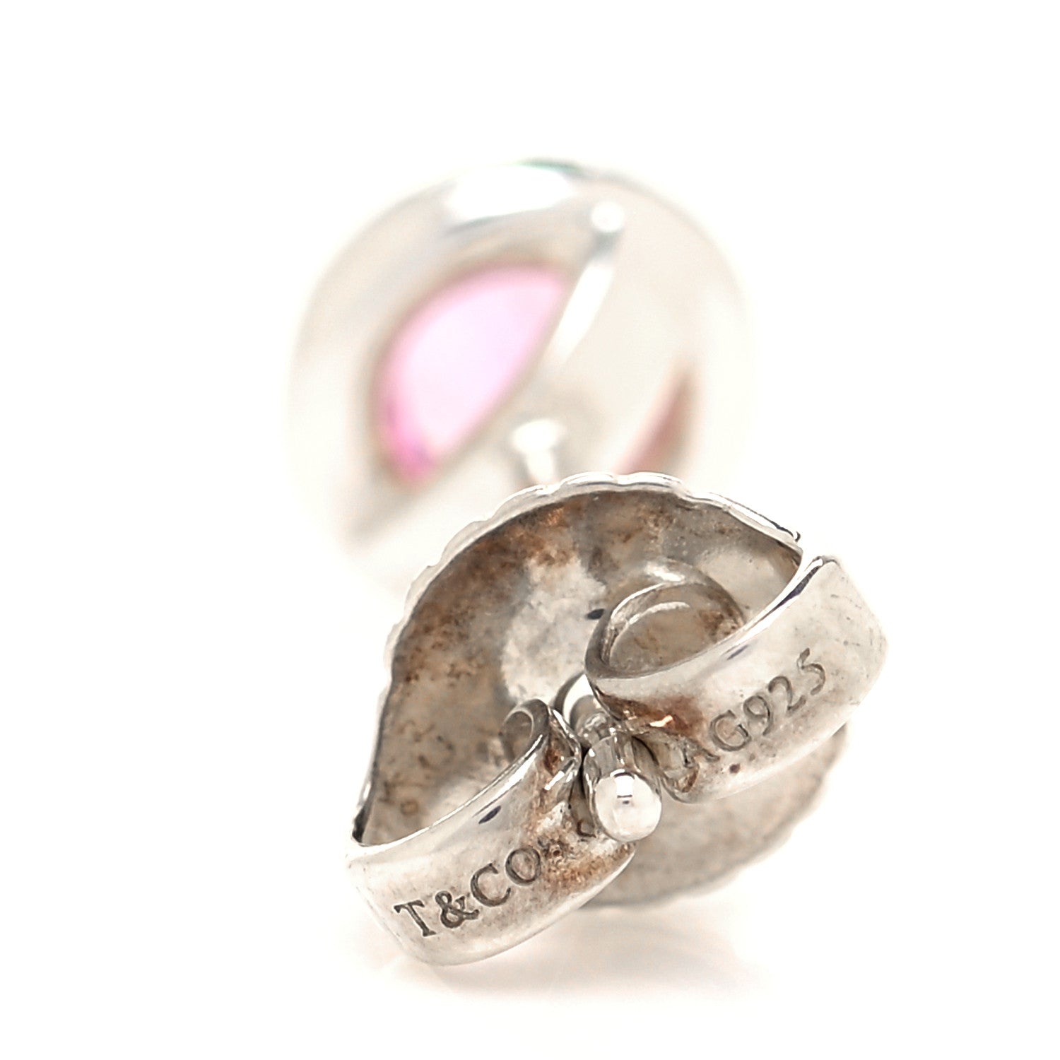 Tiffany Sterling Silver Pink Sapphire Elsa Peretti Color By The Yard Earrings 4 of 5