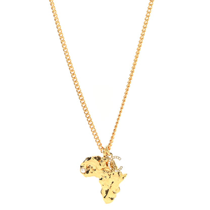 Chanel Crystal Pearl CC Africa Pendant Necklace Gold White 1 of 5