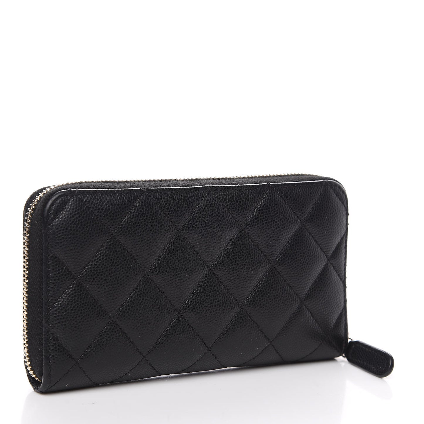 Caviar Quilted Medium Zip Around Wallet Black