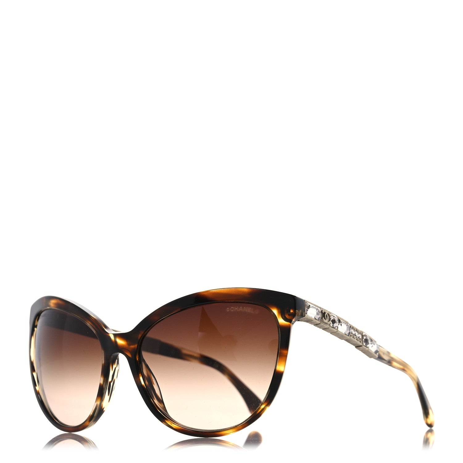 Chanel Crystal Baguette Cat Eye Bijou Sunglasses 5307-B Tortoise 1 of 8