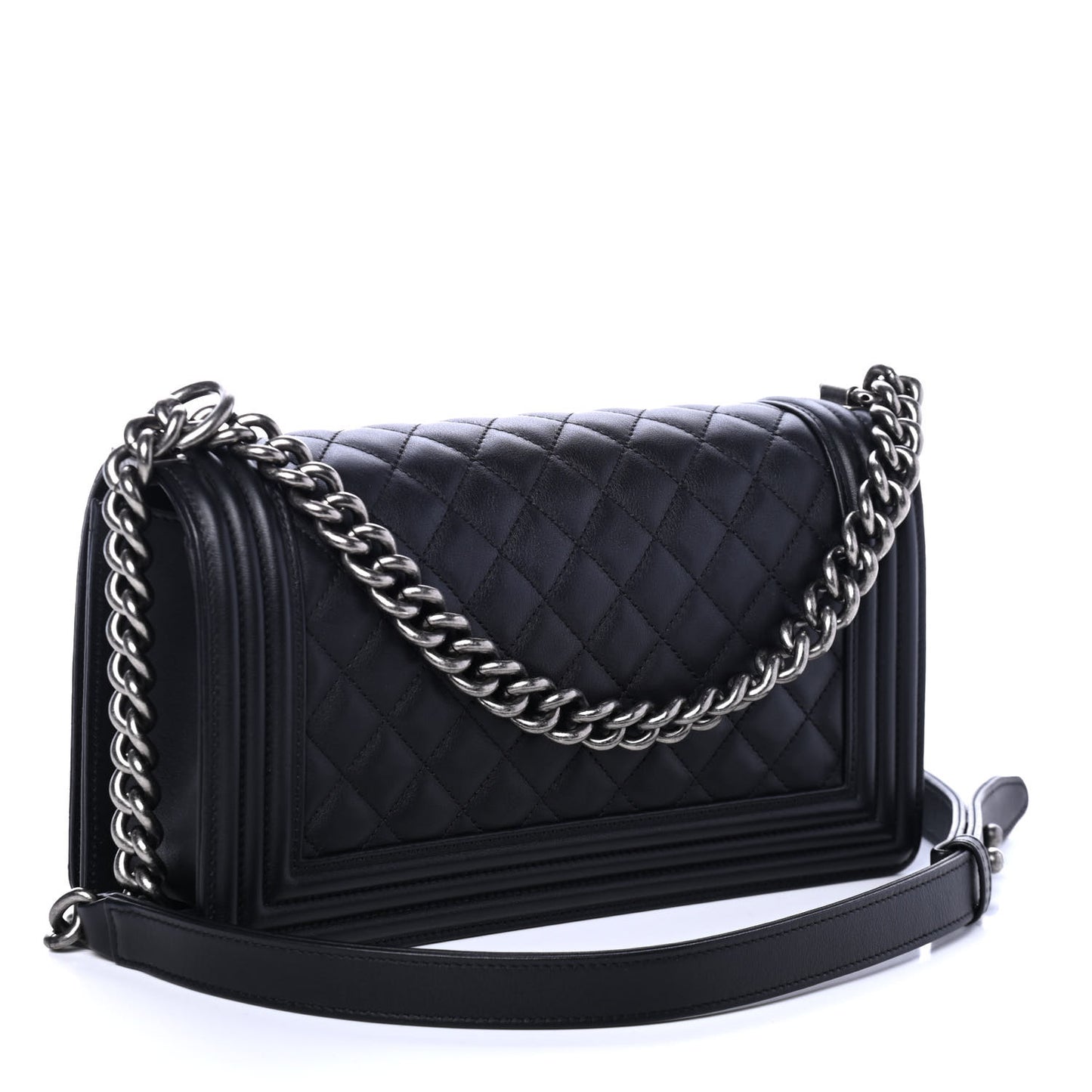 Calfskin Quilted Medium Boy Flap Black