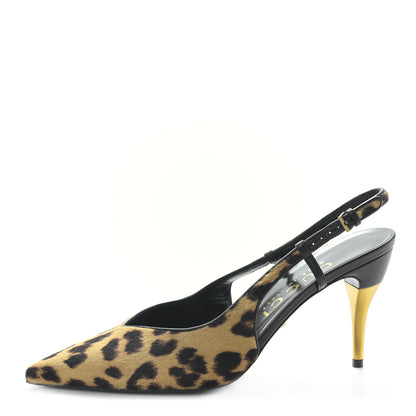 Gucci Calf Hair Leopard Print Priscilla 85 Pumps 39.5 Hazelnut 1 of 9