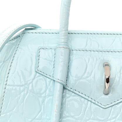 Givenchy Calfskin Crocodile Embossed Mini Antigona Lock Sky Blue 10 of 14