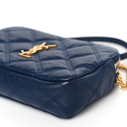 Saint Laurent Grained Lambskin Quilted Mini Becky Double Zip Bag Blue Charron 10 of 11