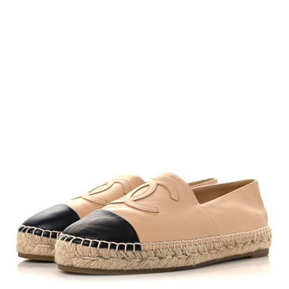 Chanel Lambskin CC Espadrilles 40 Beige Black 4 of 9