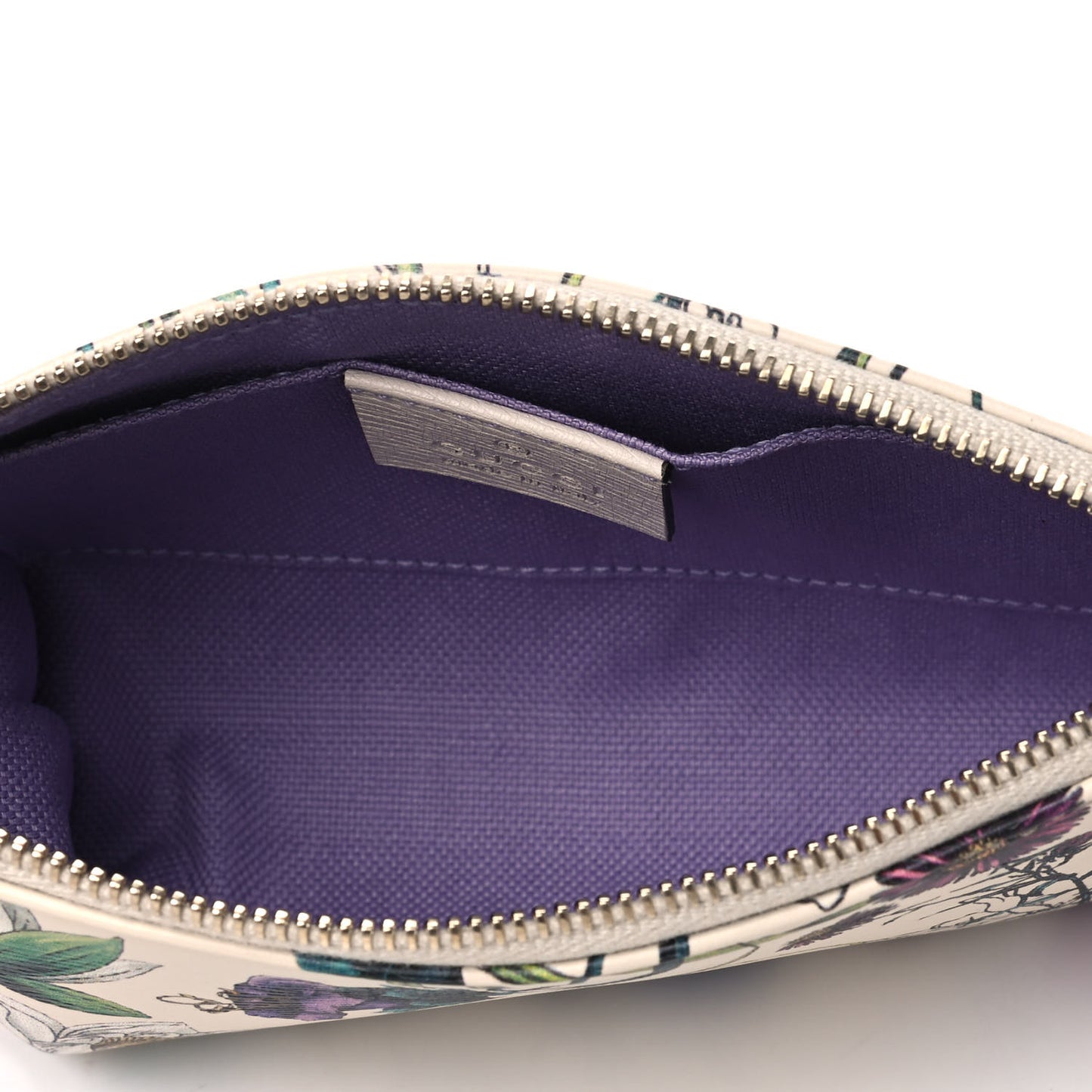 Calfskin Flora Infinity Small Zip Pouch White