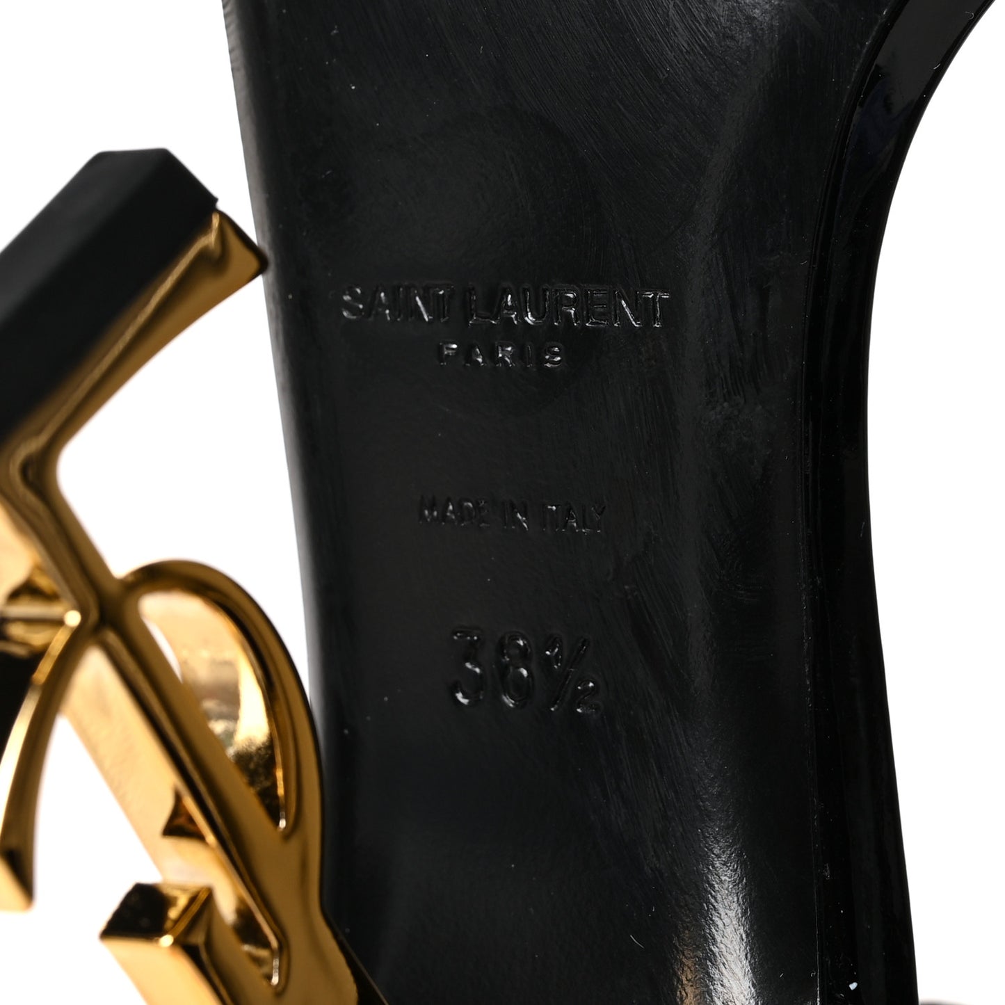 Patent Calfskin Opyum 110 Sandals 38.5 Black Gold