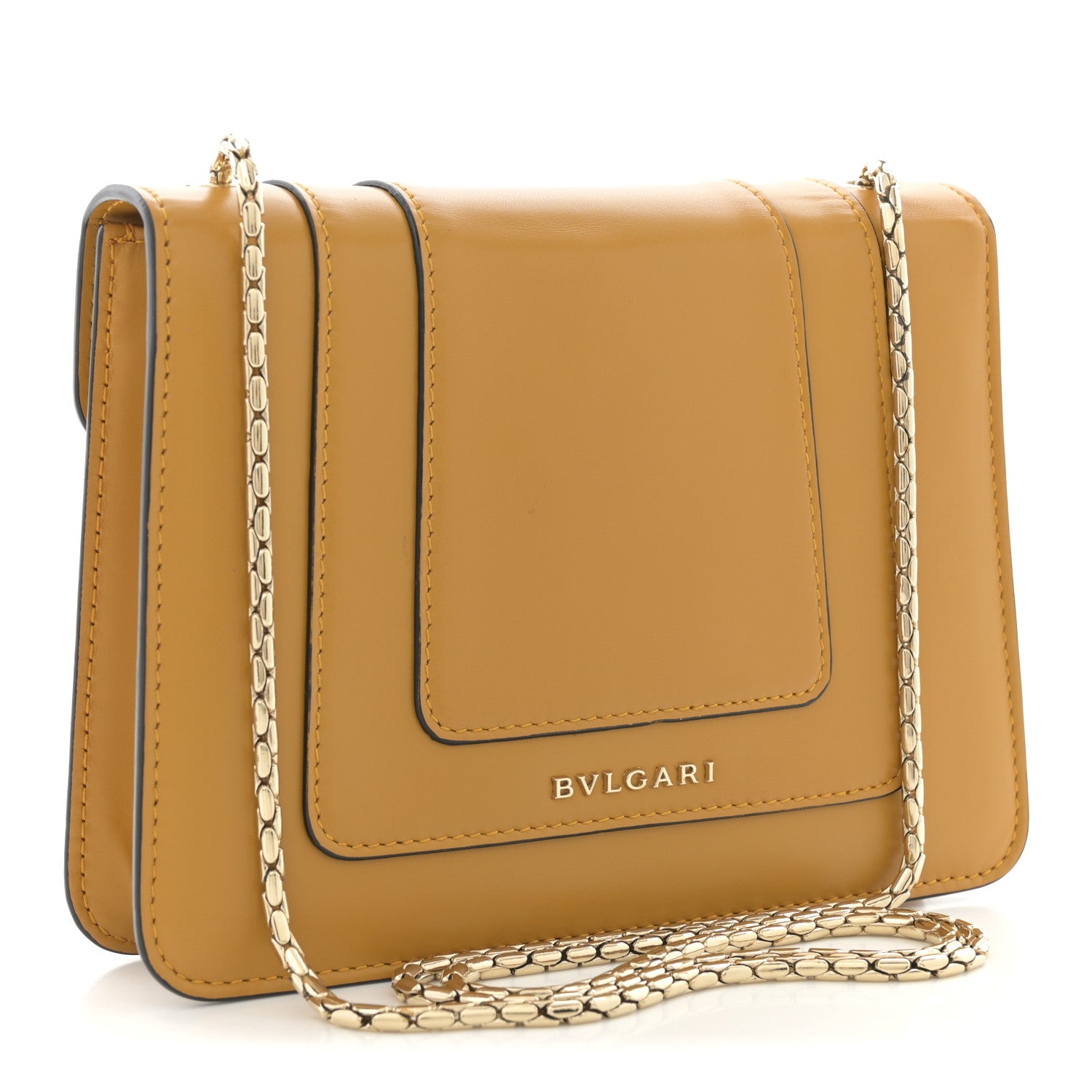 Bulgari Calfskin Small Serpenti Forever Snake Strap Crossbody Bag Dark Yellow 4 of 12