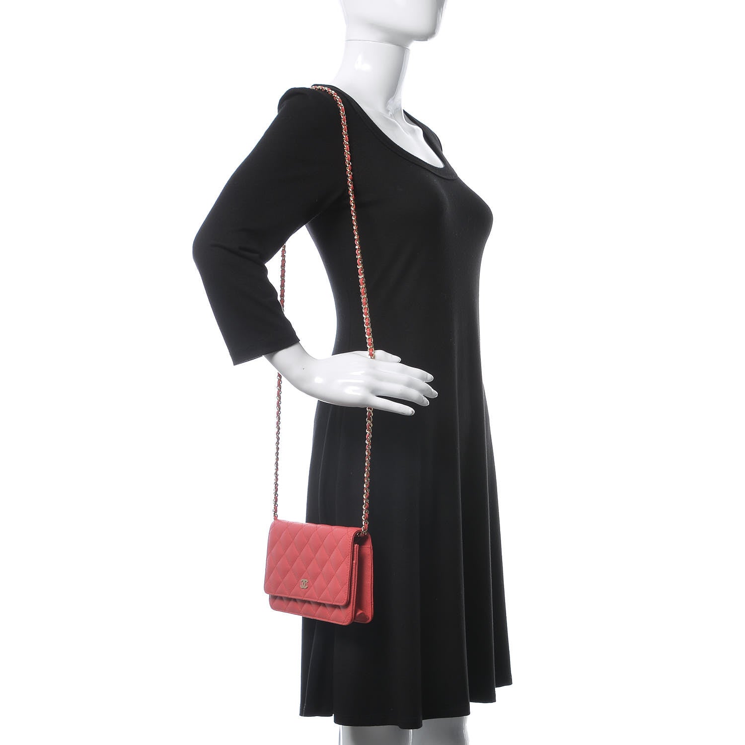 Chanel Caviar Quilted Wallet On Chain WOC Dark Pink 2 of 11