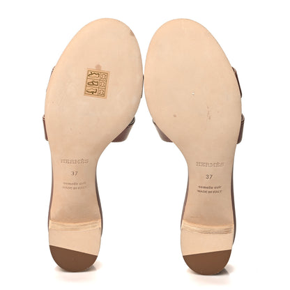 Hermes Calfskin Oasis Sandals 37 Gold 5 of 9