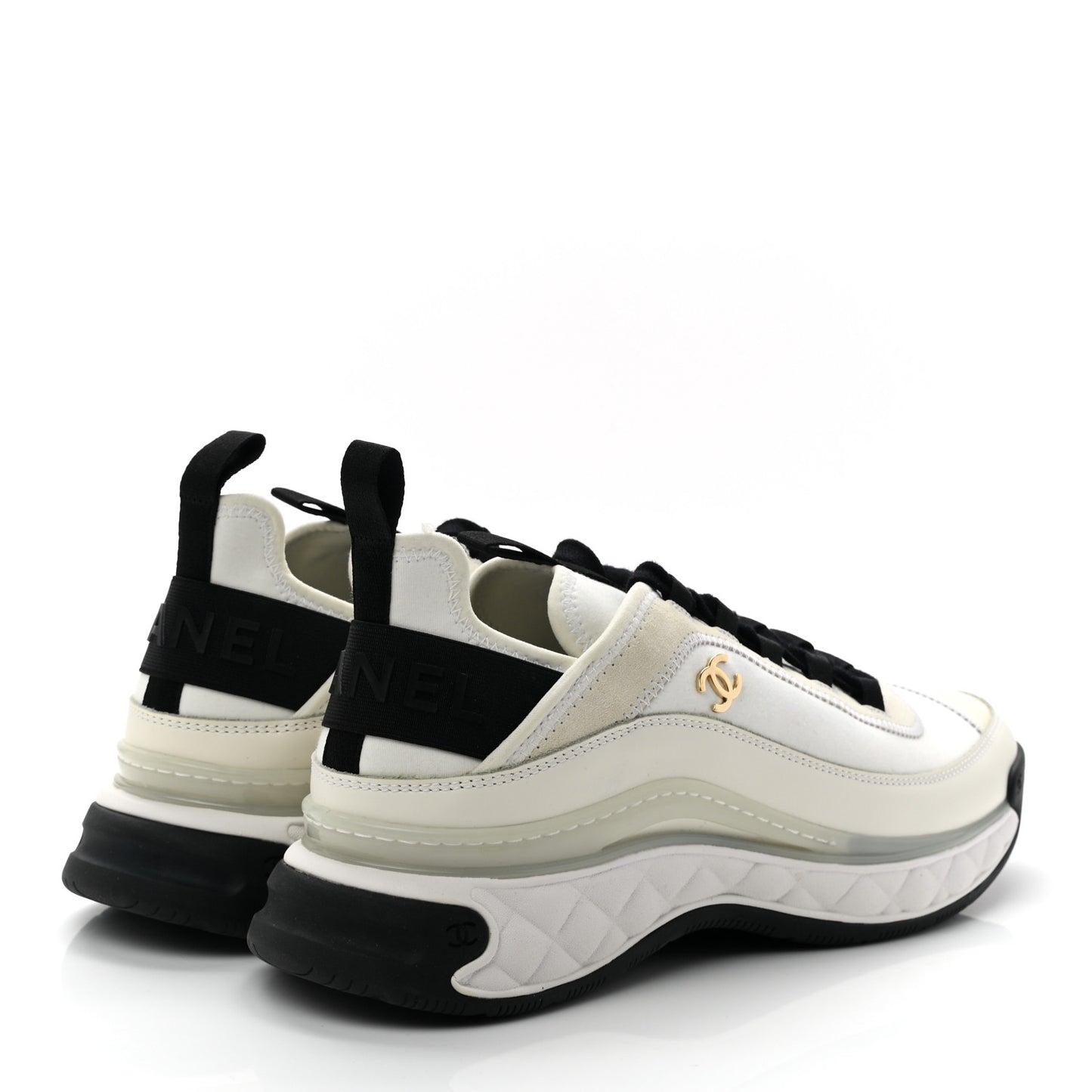 Velvet Calfskin Mixed Fibers Mens CC Sneakers 40 Ivory Black