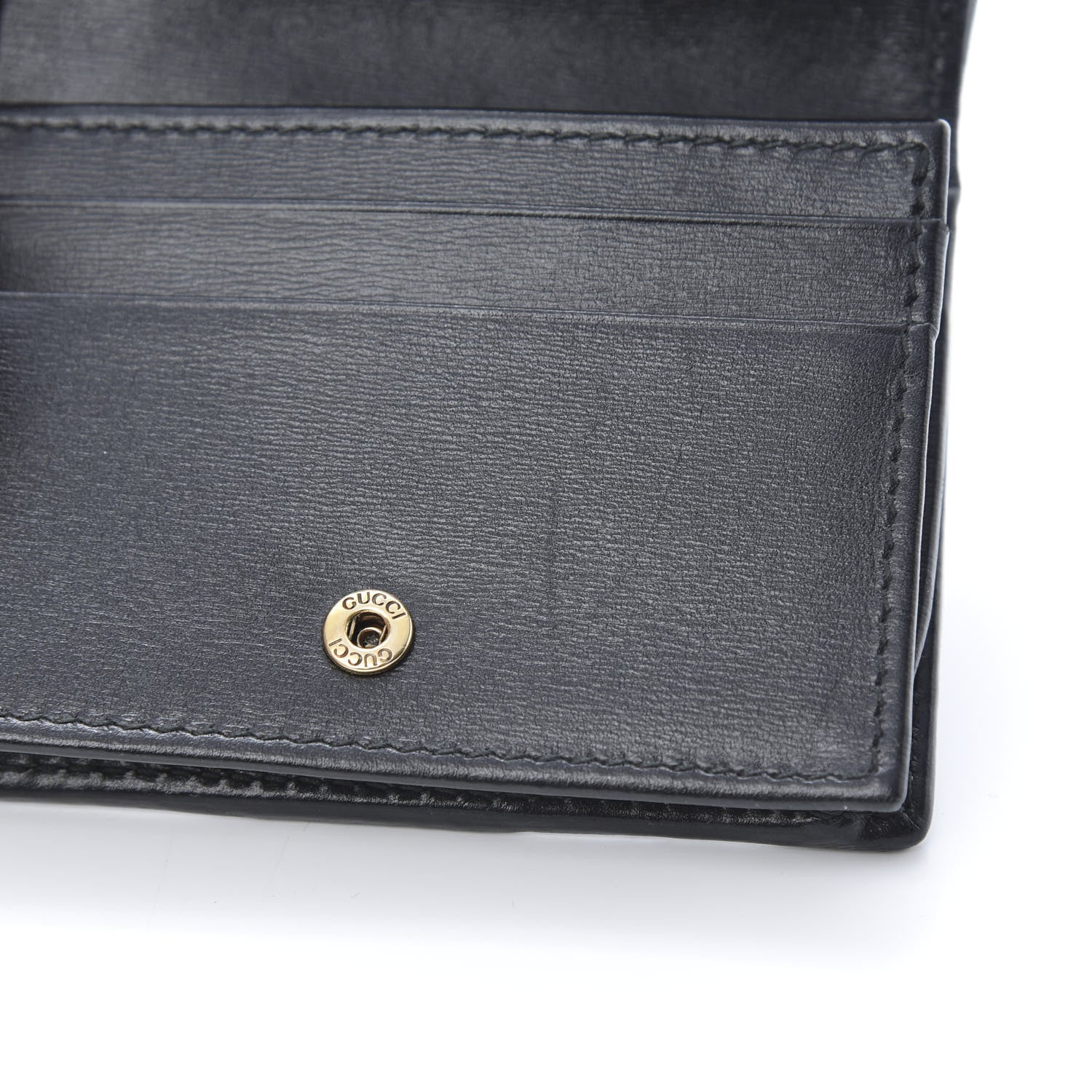 Gucci Calfskin Web Trapuntata GG Marmont Card Case Wallet Black 8 of 9