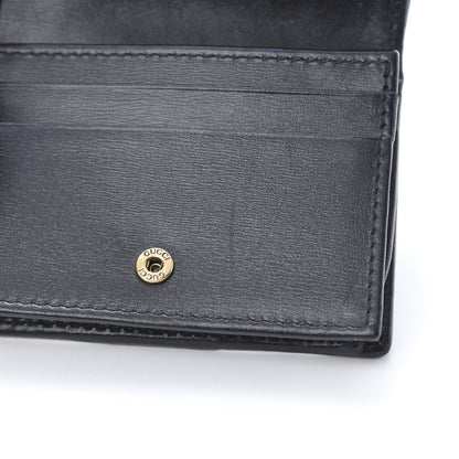 Gucci Calfskin Web Trapuntata GG Marmont Card Case Wallet Black 8 of 9