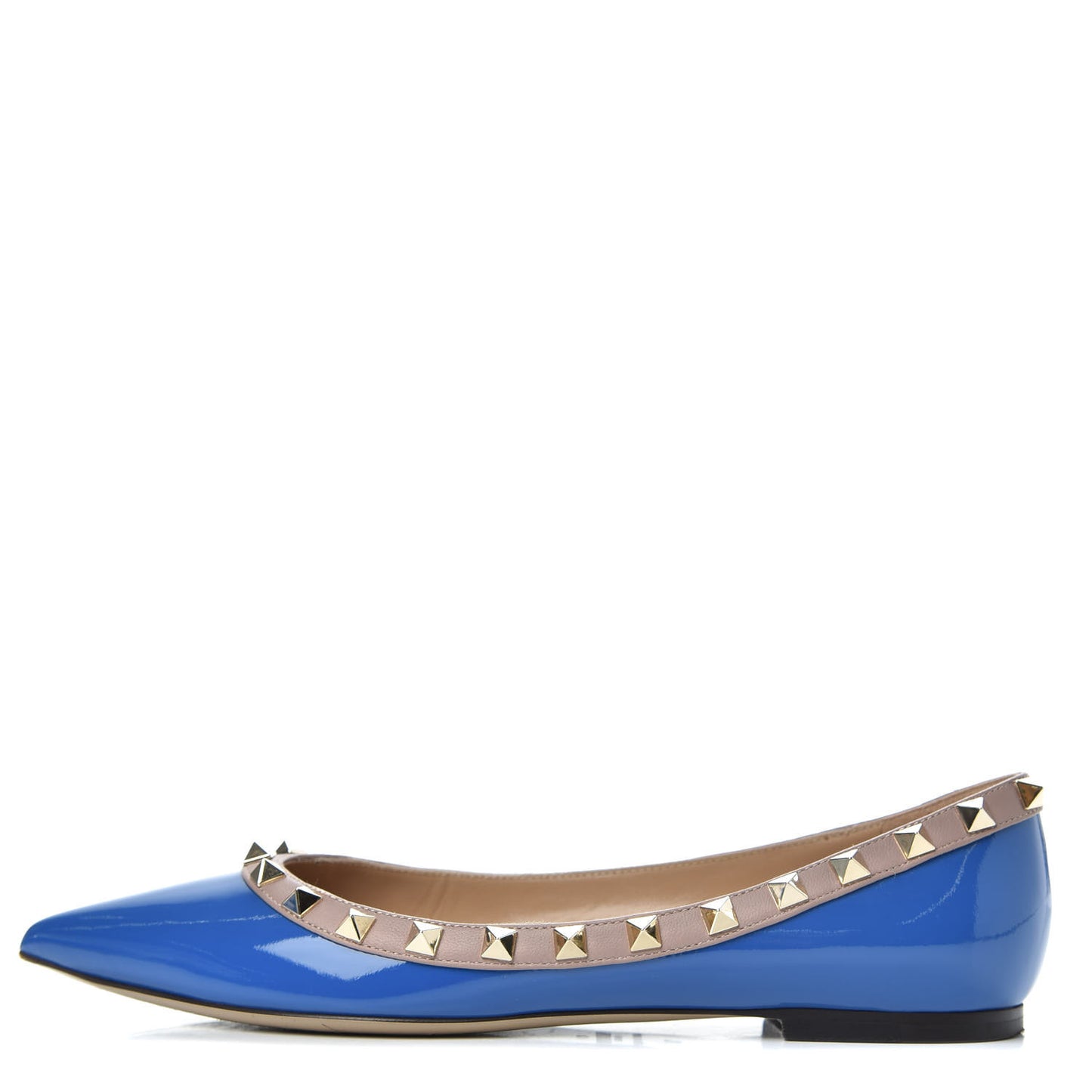 Patent Nappa Rockstud Ballerina Flats 37 Indaco Poudre