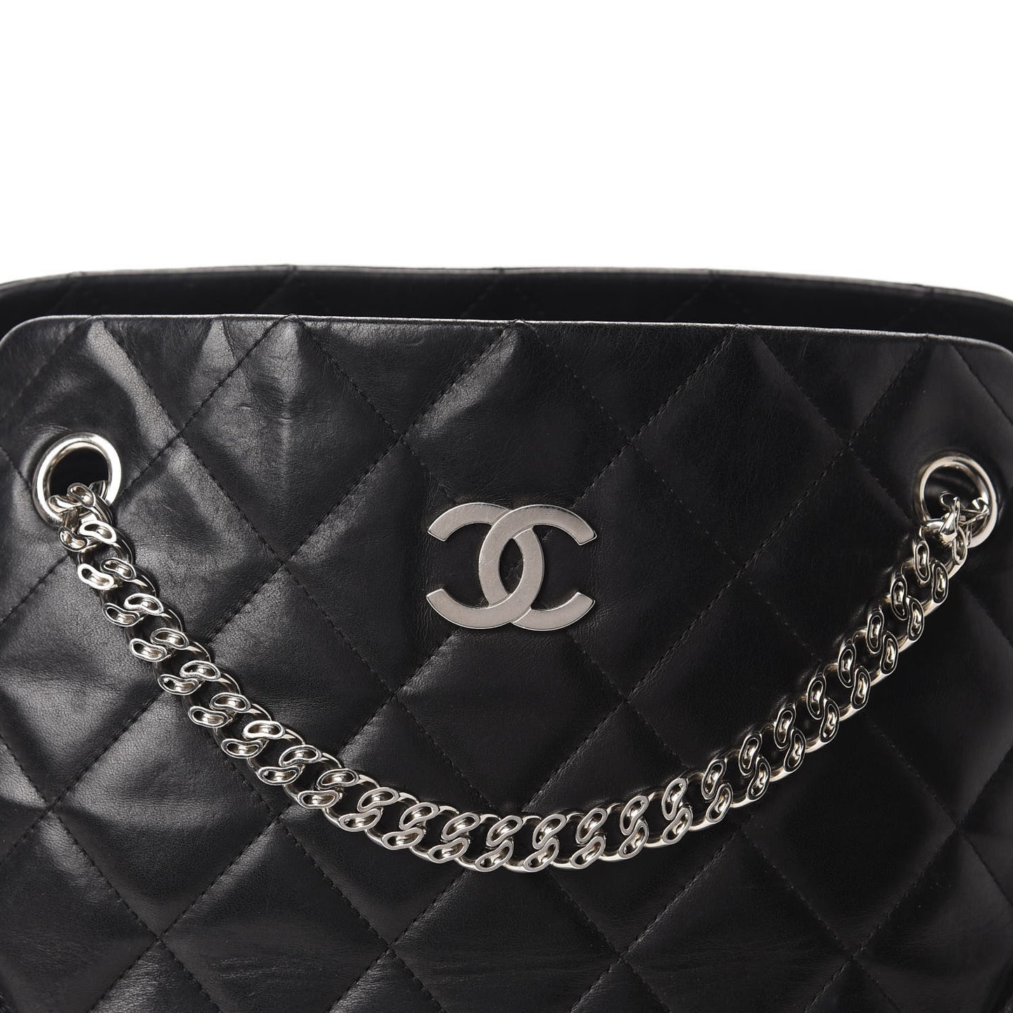 Lambskin Bijoux Chain Shopping Tote Black